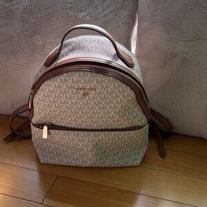 Michael Kors Gray and Brown Monogram Backpack
